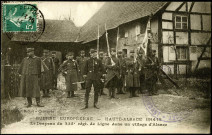 Guerre Européenne, Haute-Alsace, Montreux-Jeune 1914-15, le drapeau du 235e régiment de ligne dans un village d'Alsace.