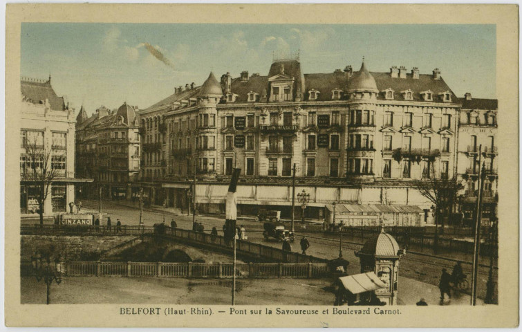 Belfort, pont sur la Savoureuse et boulevard Carnot.