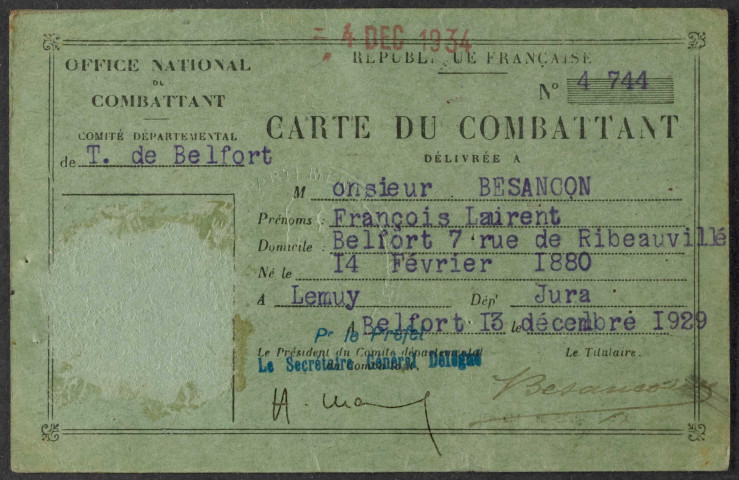 BESANCON François Laurent