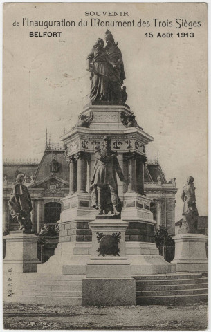Souvenir de l'inauguration du monument des Trois Sièges, Belfort, 15 août 1913.