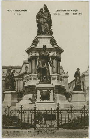 Belfort, monument des 3 Sièges, 1813-1814, 1815, 1870-1871.