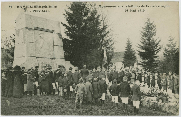 Bavilliers près de Belfort, monument aux victimes de la catastrophe du pluviose, 26 mai 1910.