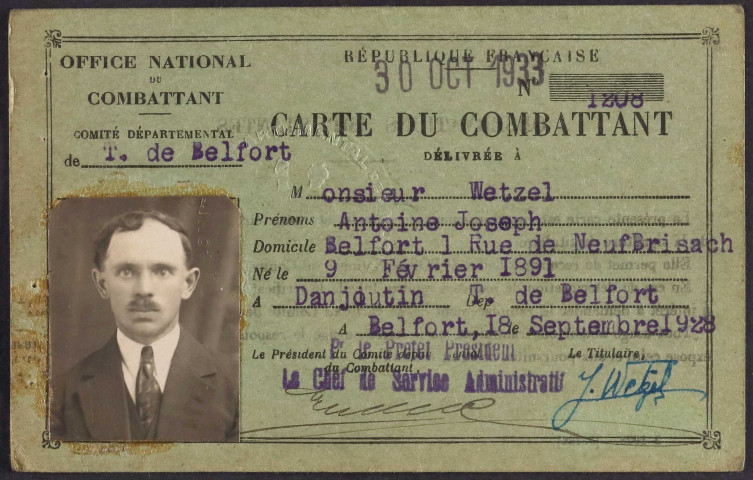 WETZEL Antoine Joseph