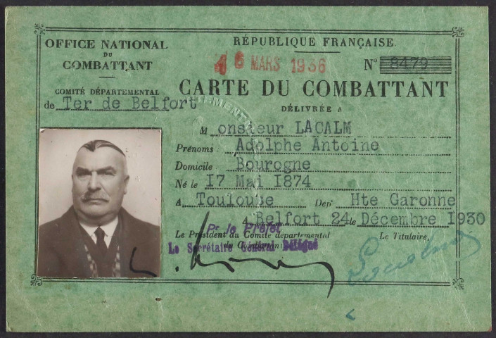 LACALM Adolphe Antoine