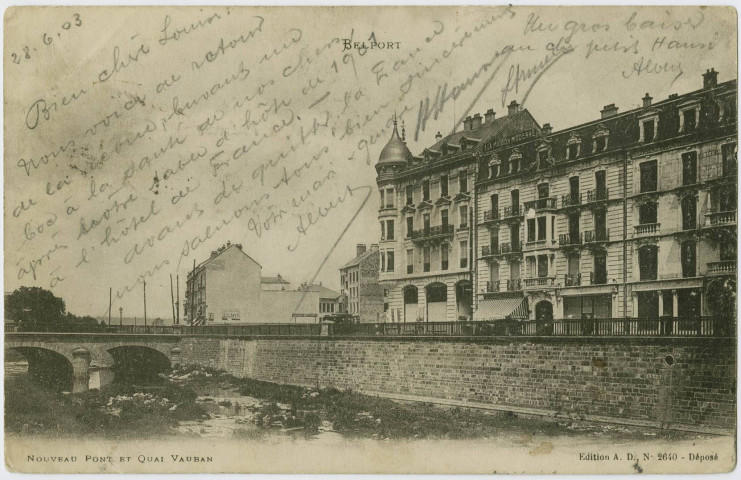 Belfort, nouveau pont et quai Vauban.