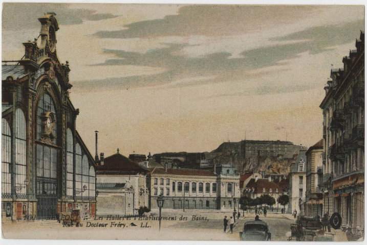 Belfort, les halles et l'établissement des bains, rue du docteur Fréry.
