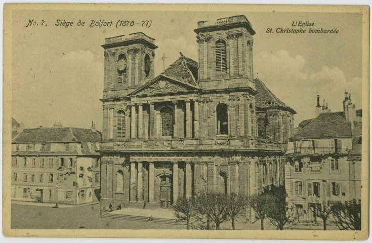 Siège de Belfort (1870-71), l'église St. Christophe bombardée.