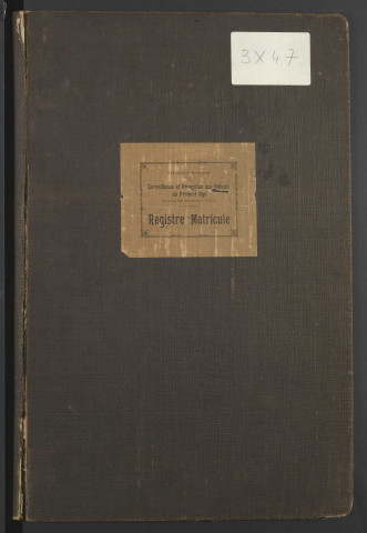 Protection des enfants du premier âge : registre matricule.