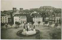 Belfort, la place de la République, le château et le Lion.