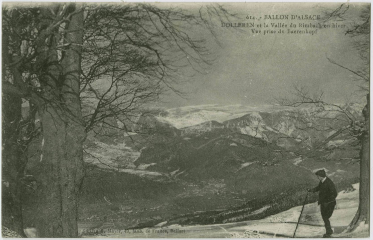 Ballon d'Alsace, Dolleren et la vallée de Rimbach en hiver, vue prise du Baenrenkopf.