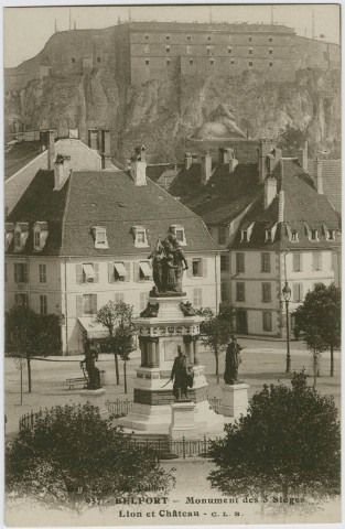 Belfort, monument des 3 Sièges, Lion et château.
