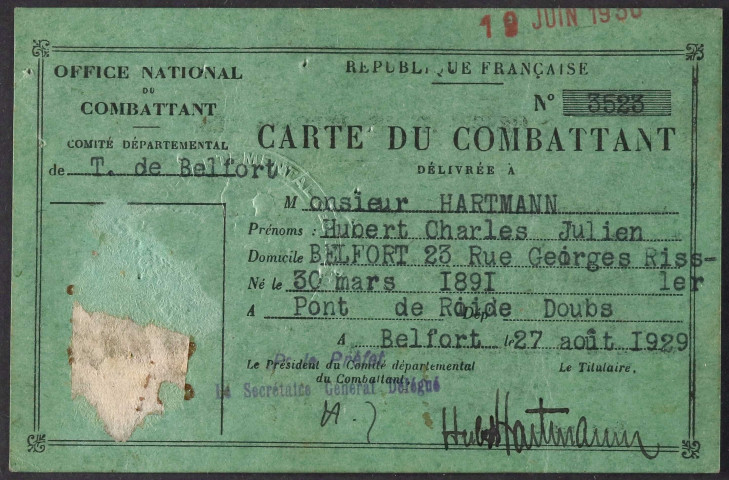 HARTMANN Hubert Charles Julien