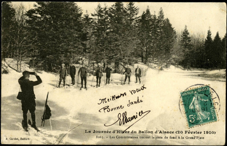 La journée d'hiver du Ballon d'Alsace. Les commissaires tracent la piste de fond à la Grand'Piste.