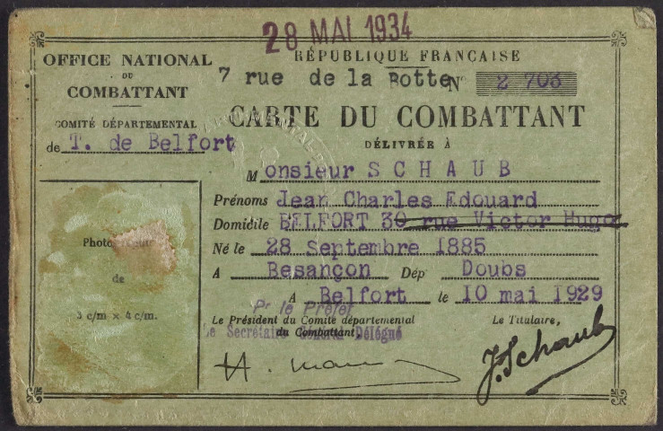 SCHAUB Jean Charles Edouard