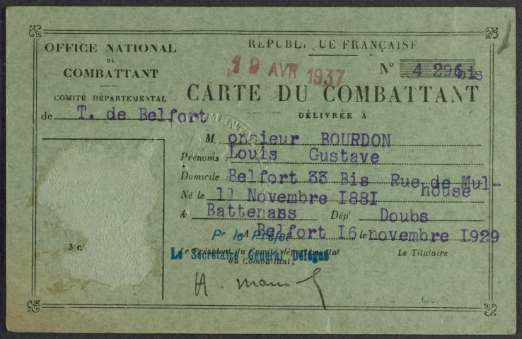 BOURDON Louis Gustave