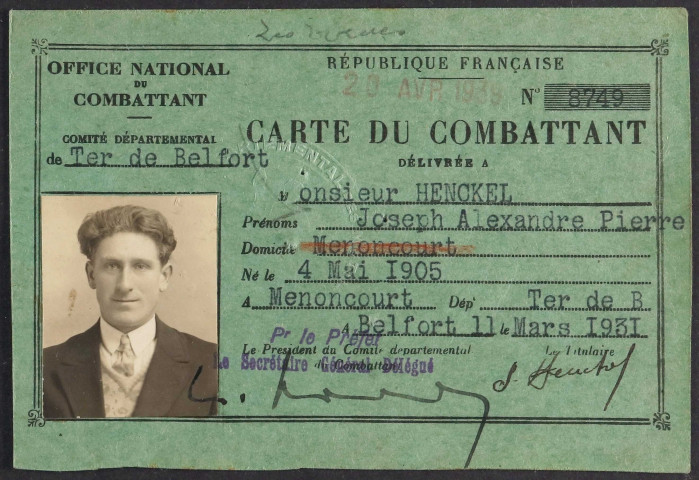 HENCKEL Joseph Alexandre Pierre