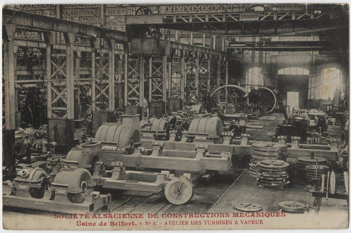 Société Alsacienne de Constructions Mécaniques, usine de Belfort, n°8, atelier des turbines à vapeur.