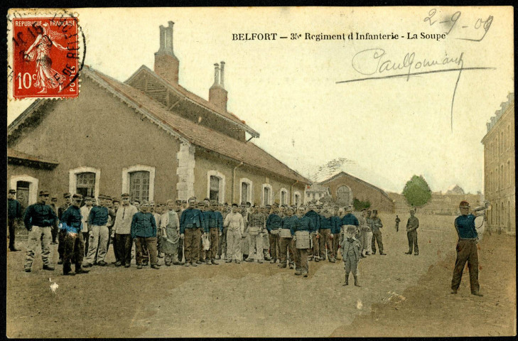 Belfort, 35e Régiment d'Infanterie, la soupe.
