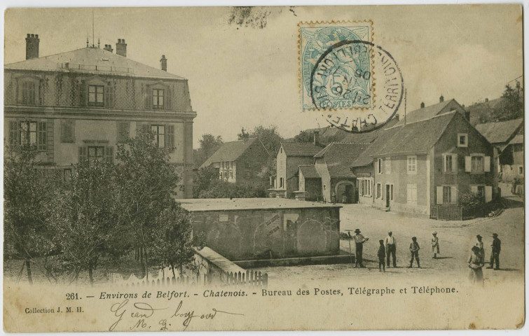 Environs de Belfort, Châtenois, bureau des Postes, Télégraphe et Téléphone.