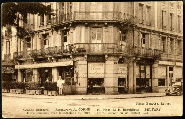 Belfort, Grande Brasserie, restaurant A. Corne, 14 place de la République.