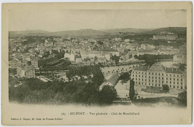 Belfort, vue générale, côté Montbéliard.
