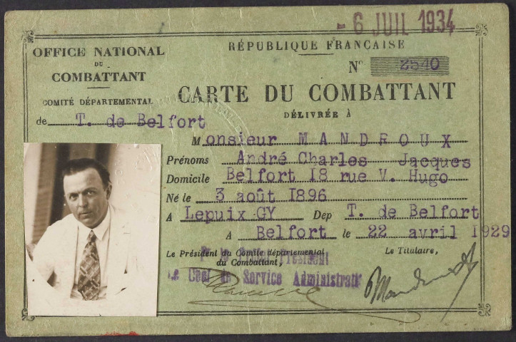 MANDROUX André Charles Jacques