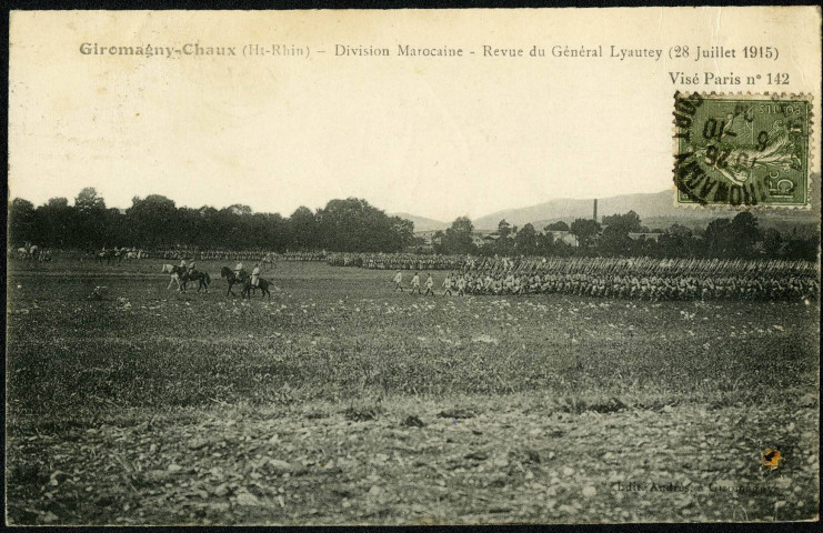 Chaux, la revue du général Lyautey, la Division marocaine (28 juillet 1915).