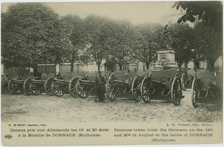 Canons pris aux allemands les 19 et 20 août à la bataille de Dornach (Mulhouse).