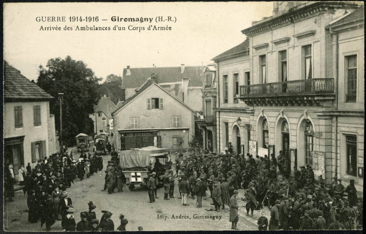 Giromagny, arrivée des ambulances d'un Corps d'armée.