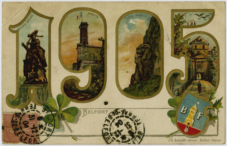 1905, Belfort [mosaïque de 4 dessins à l'intérieur du nombre 1905].