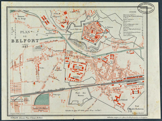 Belfort, plan de la ville fortifiée et de ses faubourg extérieurs.