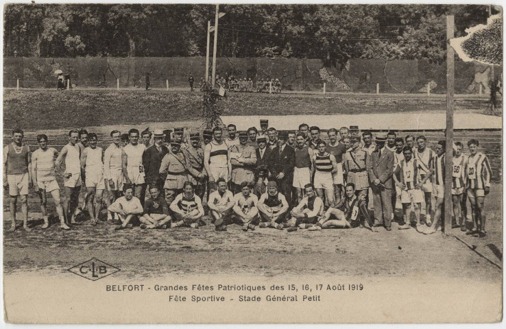 Belfort, grandes fêtes patriotiques des 15, 16, 17 août 1919, fête sportive, stade général Petit.