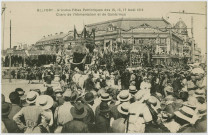 Belfort, grandes fêtes patriotiques des 15, 16, 17 août 1919, chars de l'alimentation et de Gambrinus.