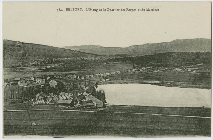 Belfort, l'étang et le quartier des Forges et du Martinet.