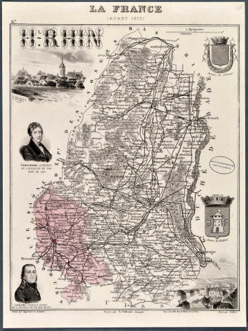 Haut-Rhin, carte du département avant 1870.