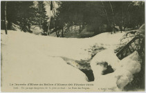 La journée d'hiver du Ballon d'Alsace (20 février 1910), un passage dangereux de la piste de fond, le pont des Faigues.
