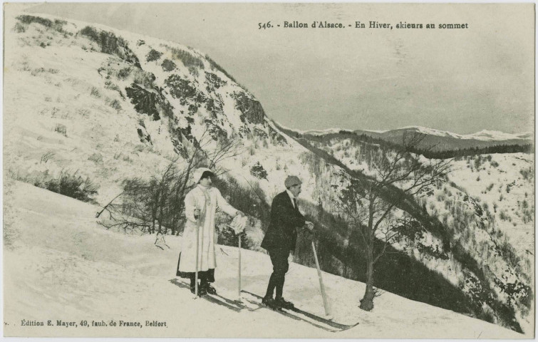 Ballon d’Alsace, en hiver, skieurs au sommet.
