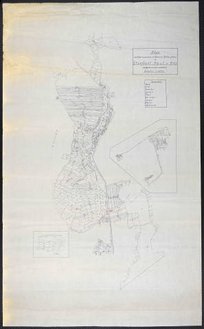 Etueffont-Bas, "Société Anonyme des Etablissement Zeller Frères", plan des établissements et terrains (plan de situation, "conforme au plan cadastral"), v. 1948.