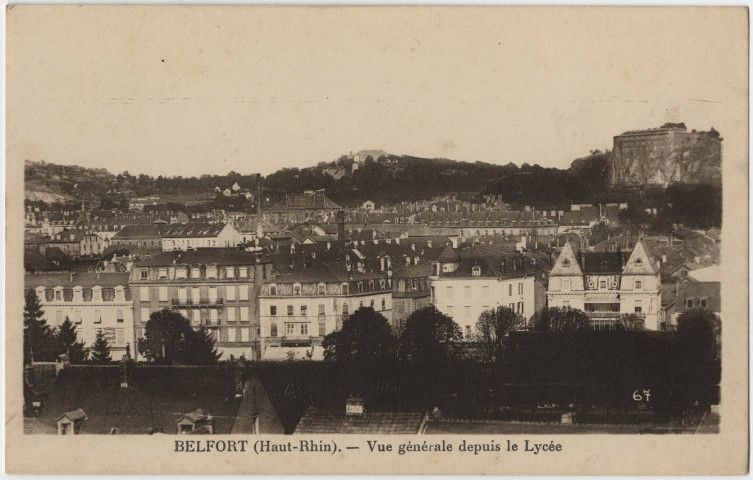 Belfort (Haut-Rhin), vue générale depuis le lycée.