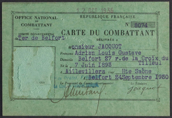 JACQUOT Adrien Louis Gustave