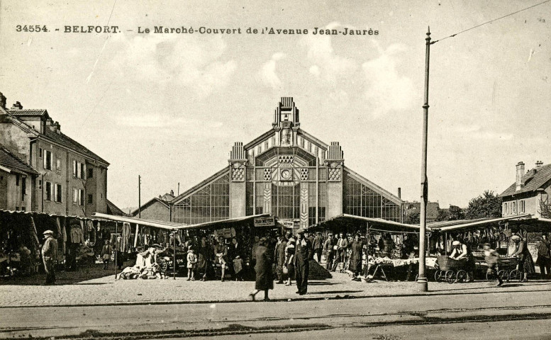 Belfort, le marché couvert de l'avenue Jean-Jaurès.