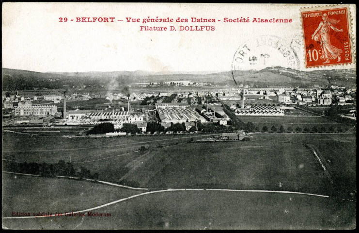 Belfort, vue générale des usines, Société Alsacienne, filature D. Dollfus.