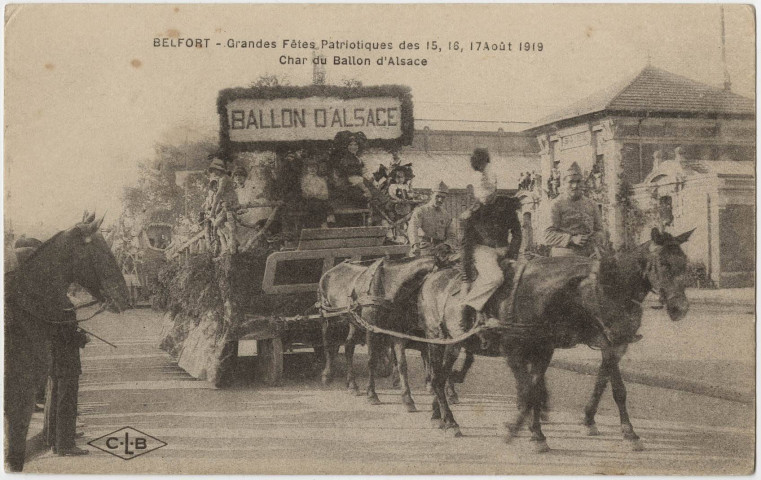 Belfort, grandes fêtes patriotiques des 15, 16, 17 août 1919, char du Ballon d'Alsace.