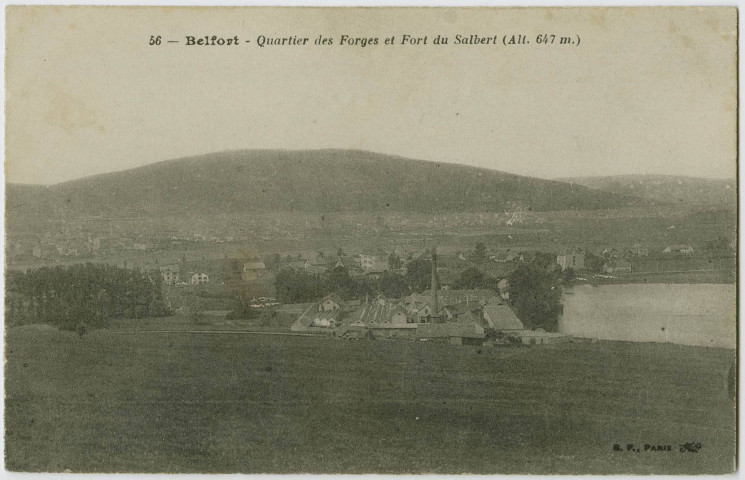 Belfort, quartier des Forges et fort du Salbert (alt. 647 m.).