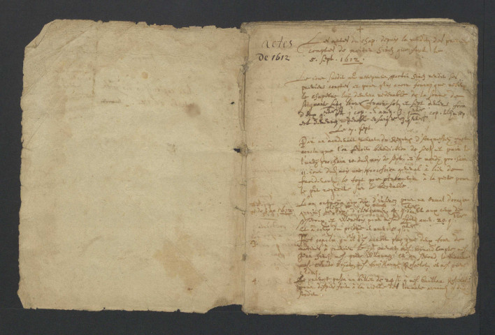 1.  Recueils des actes capitulaires. 1612-1615. 2-3. 1627-1632. 4-5. Deux extraits des actes capitulaires (1676 et 1750).