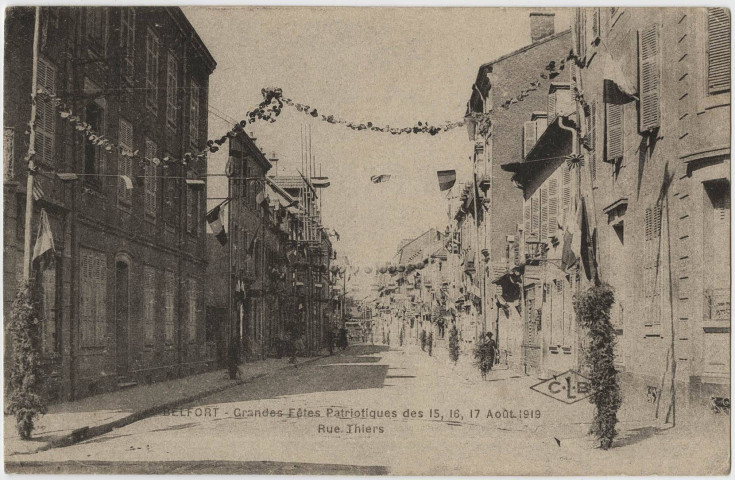 Belfort, grandes fêtes patriotiques des 15, 16 17 août 1919, rue Thiers.