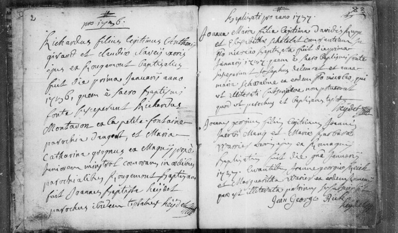 Baptêmes, mariages, sépultures 1737-1747