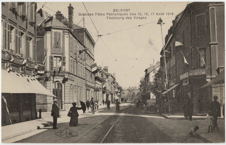 Belfort, grandes fêtes patriotiques des 15, 16, 17 août 1919, faubourg des Vosges.
