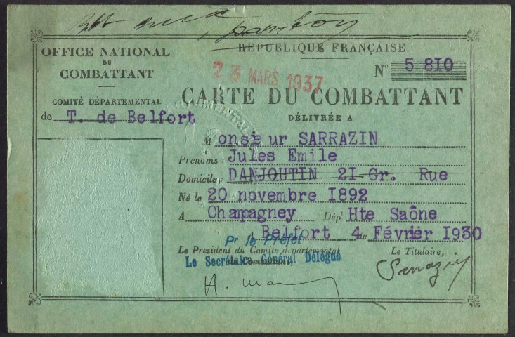 SARRAZIN Jules Emile