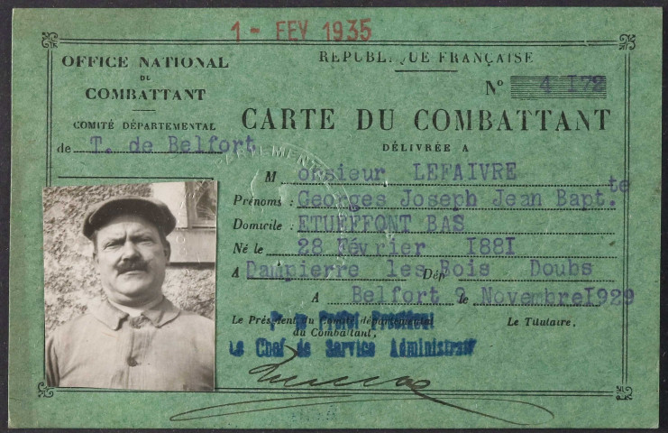 LEFAIVRE Georges Joseph Jean Baptiste